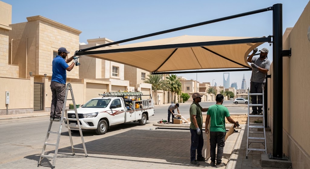 خطوات تركيب مظلات وسواتر بالرياض باحترافية وأعلى معايير الجودة
