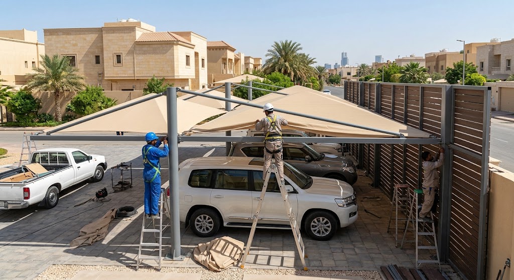 مظلات وسواتر حي السفارات الرياض بأرقى التصاميم الهندسية وأعلى معايير الجودة