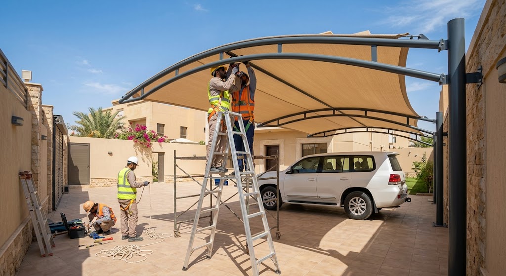 كيف تختار أفضل أنواع القماش لمظلات السيارات بالرياض